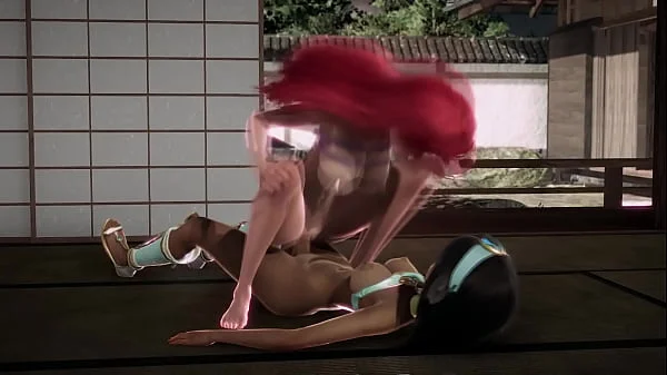 Redheaded Little Mermaid Ariel gets creampied by Jasmine - Disney Porn